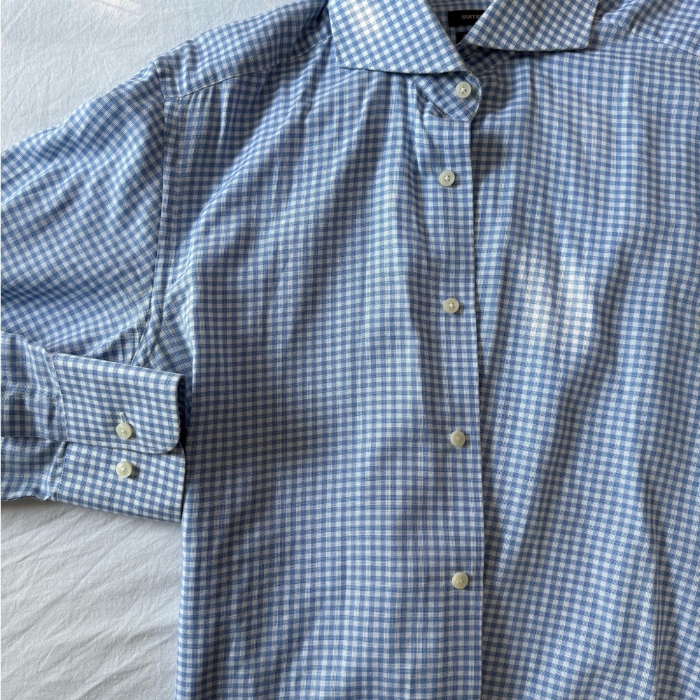 Suitsupply Light Blue Gingham Men's Shirt